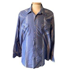 MWG 2XL Blue Stripe Pearl Snap Western Shirt